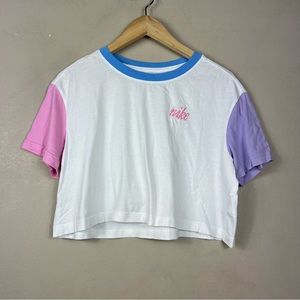 Nike White ColorBlock Crop Short Sleeve